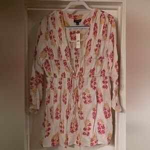 J. Crew Floral Print Beach Tunic Cover Up